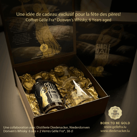 Gëlle Fra Whisky Box with 2 glasses